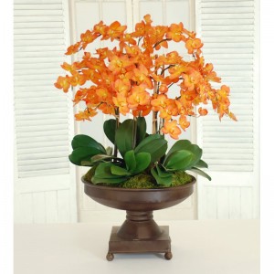 Jane Seymour Botanicals Phalaenopsis Orchids Centerpiece in Metal Urn JSBT1546